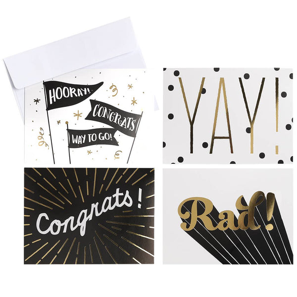 Black, White Gold Congrats Card Assortment