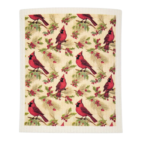 Red Cardinal Christmas Swedish Dishcloths - Christmas Gifts