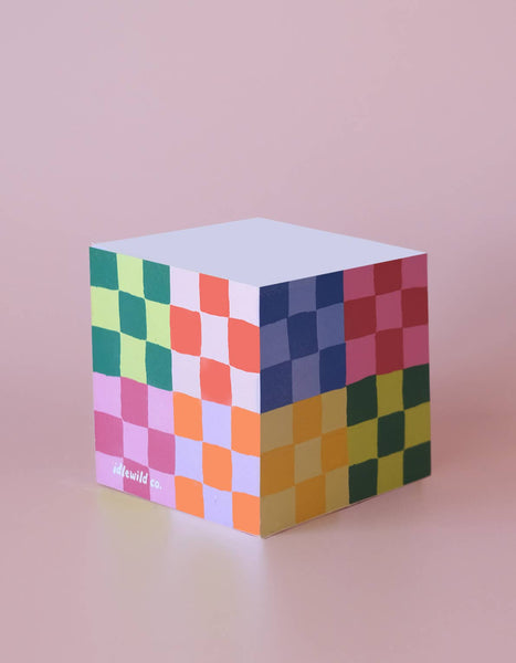 Rainbow Check Sticky Note Cube