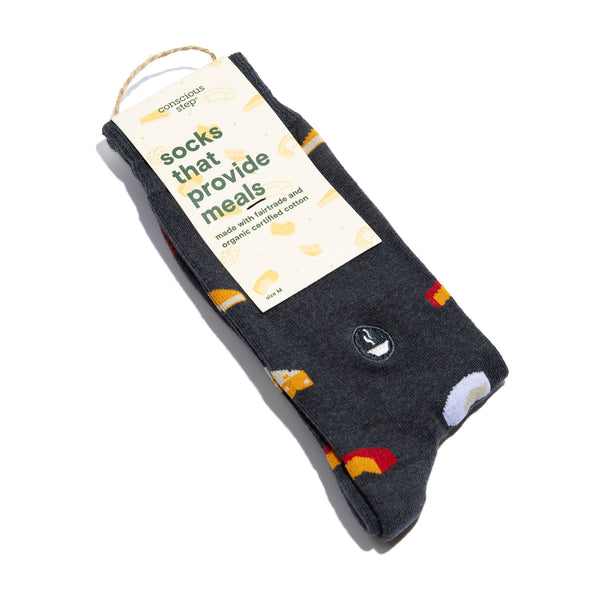 Socks that Provide Meals (Gray Cheese): Medium