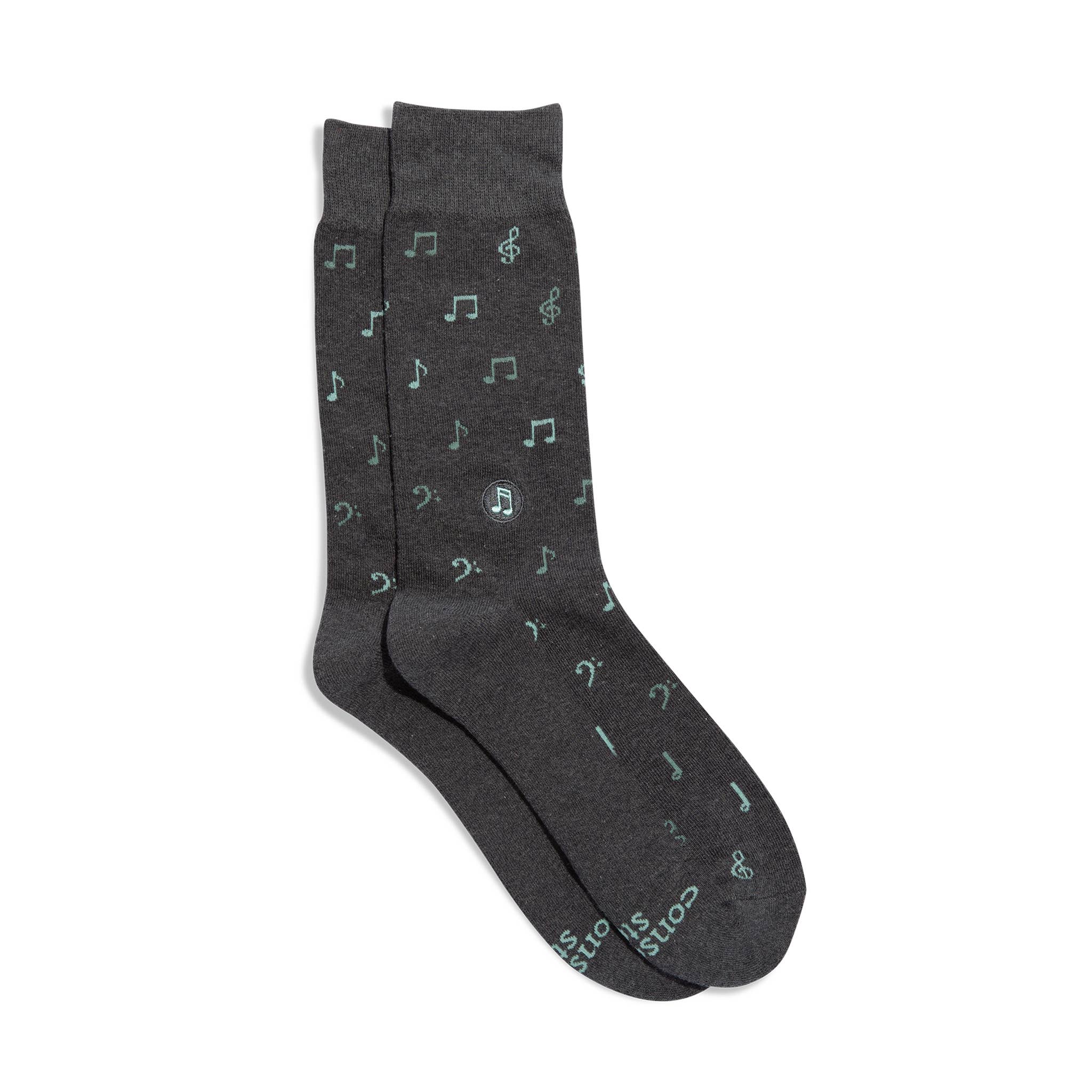 Socks that Support Music (Gray Music Notes): Small