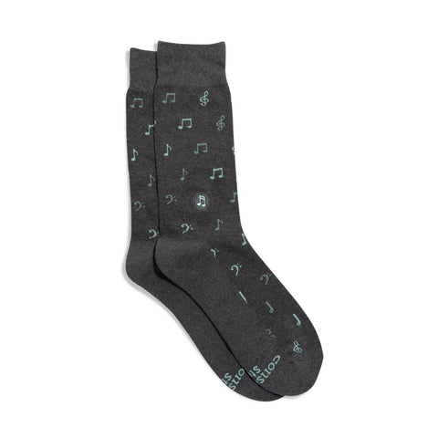 Socks that Support Music (Gray Music Notes): Small