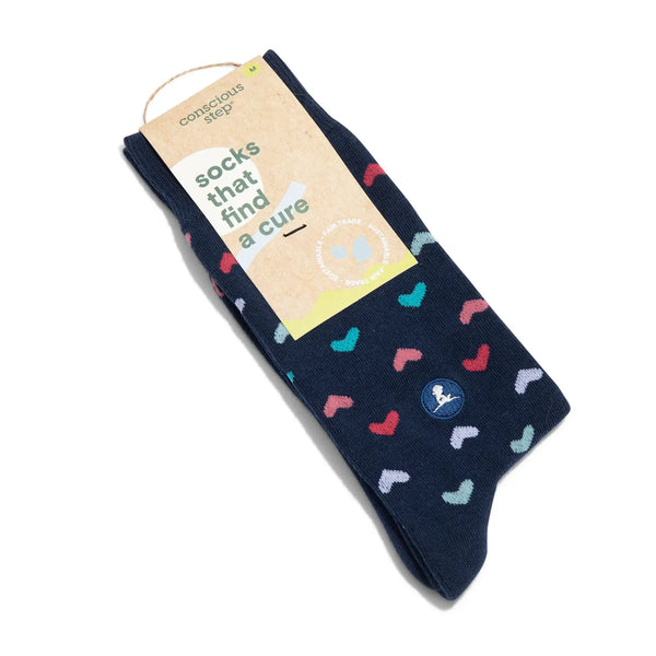 Socks That Find a Cure (Navy Hearts): Medium