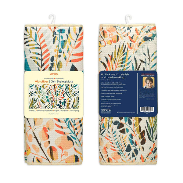 Colorful Leaves Microfiber Dish Drying Mats, Eco Friendly