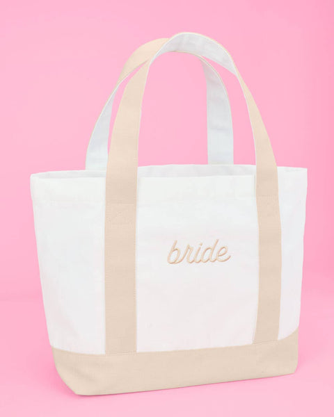 Neutral Bride Boat Tote Bag | Beige Bride Tote, Bridal