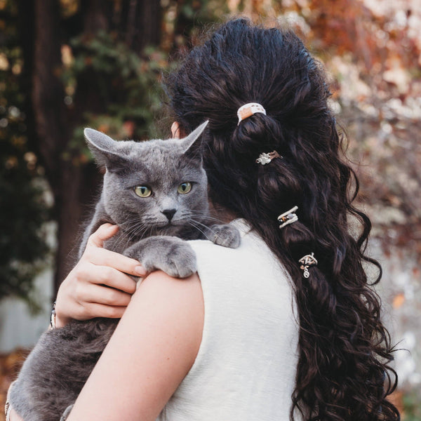 "Paws" Natural Hues with Silver and Paw Accents Hair Tie Bracelet: Small