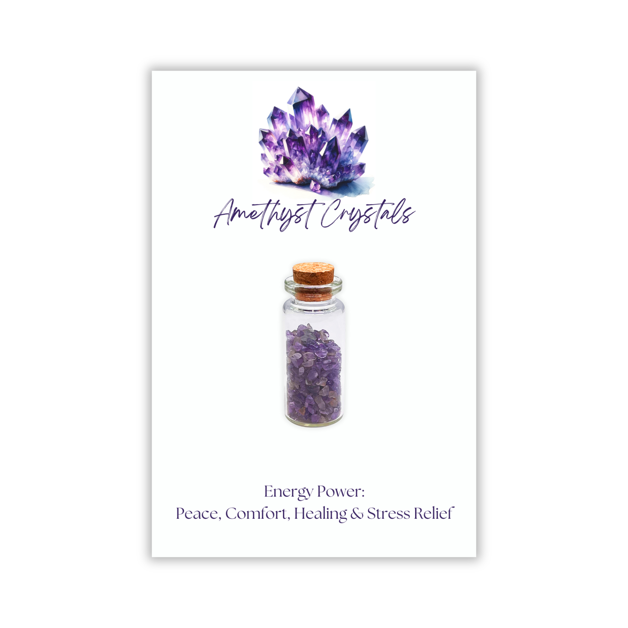 Amethyst Crystal Pieces in a Glass Jar, Healing Gift