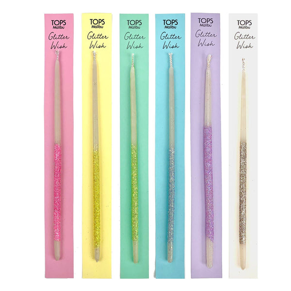 Glitter Wish 6" Beeswax Candle - Singles: Multi-Color - Asst of Colors