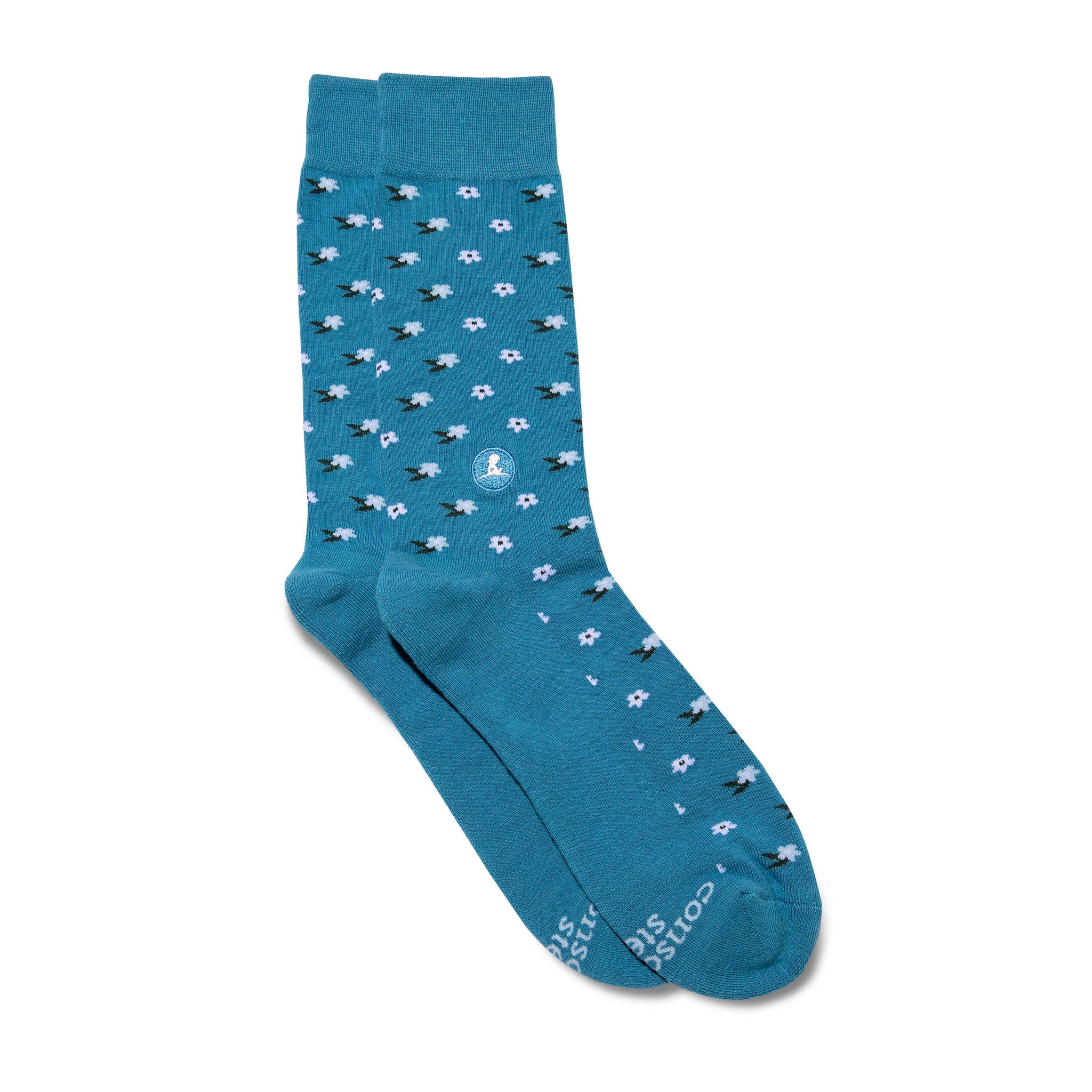 Socks That Find a Cure (Blue Floral): Medium