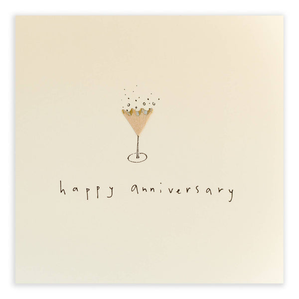 Anniversary Fizz Card– Handfinished - Real Pencil Shavings
