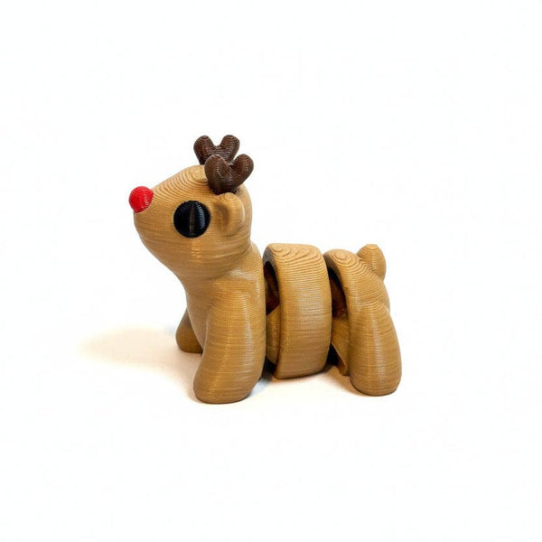 Red Nose Reindeer • Mini 3D Printed Articulated Animal • Flexi Animals • Christmas • Pocket Pets • Pocket Pals • Desk Pets [#72]