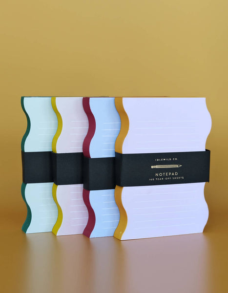 Wavy Shaped Notepad | Blue + Cranberry Edge