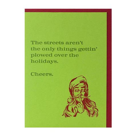 Gettin' Plowed — Funny Boozy Holiday Letterpress Greeting Card