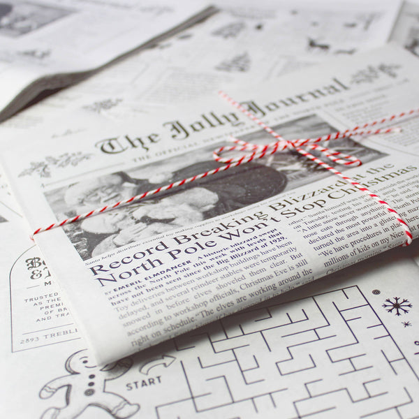 4pk Christmas Newspaper Gift Wrap Sheets - The Jolly Journal