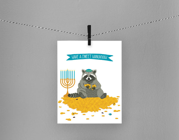 Sweet Hanukkah Raccoon Card