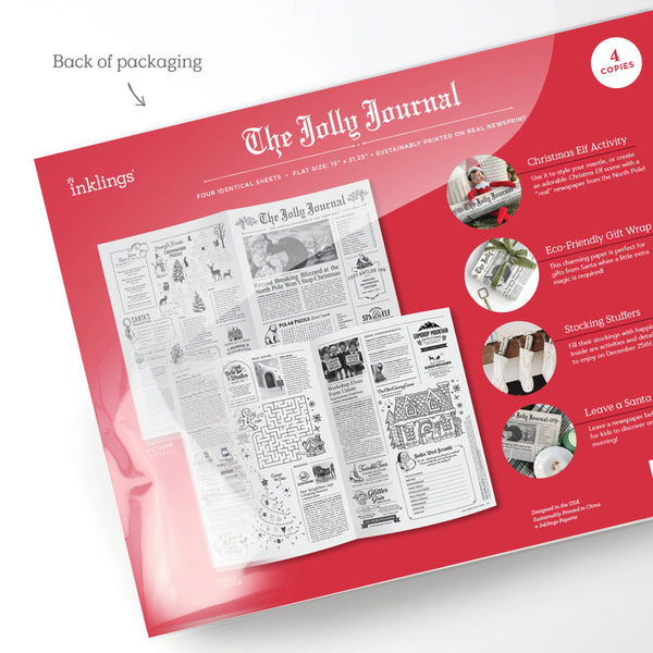 4pk Christmas Newspaper Gift Wrap Sheets - The Jolly Journal