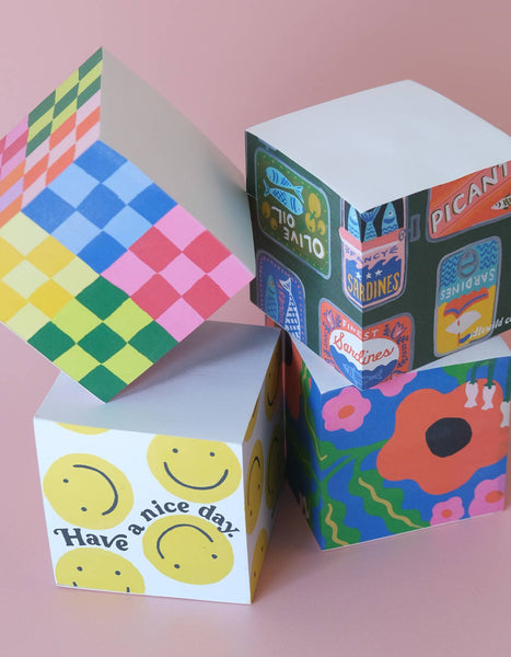 Rainbow Check Sticky Note Cube