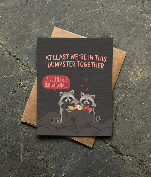 Dumpster Together Raccoons Card