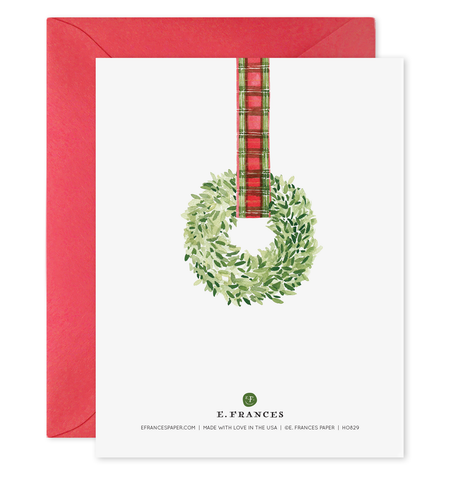 Plaid Ribbon Wreath | Christmas Card: 4.25 X 5.5 INCHES