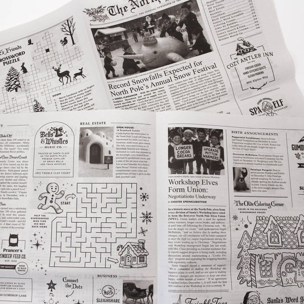 4pk North Pole Times Edition 2 - Newspaper and Gift Wrap