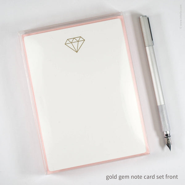 Flat Note Card Set with Gold Gem (#502)