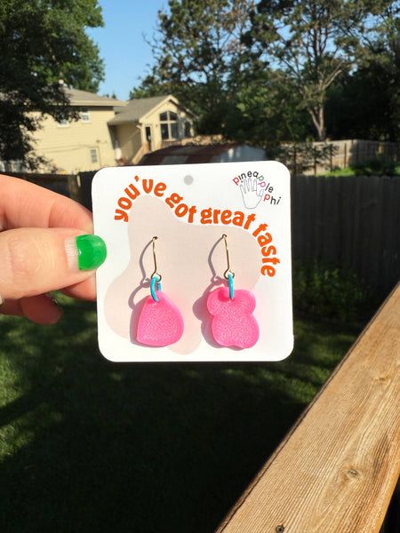 Small Pink Mismatched Lightweight Modern Funky Earrings