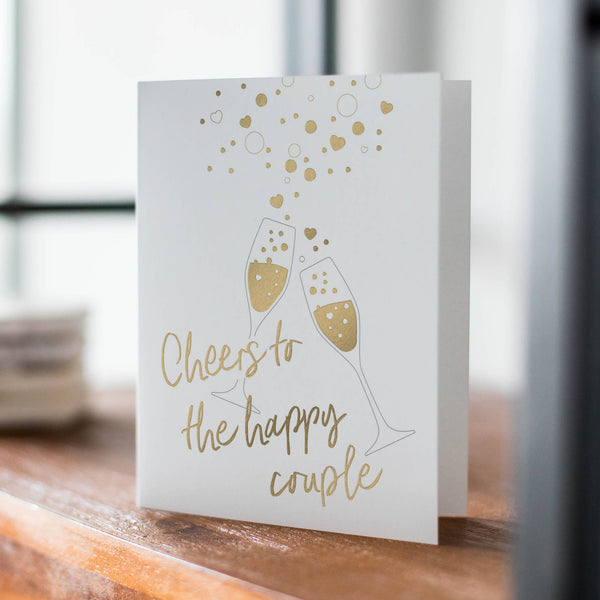 Cheers to the Happy Couple Gold Foil Wedding Card
