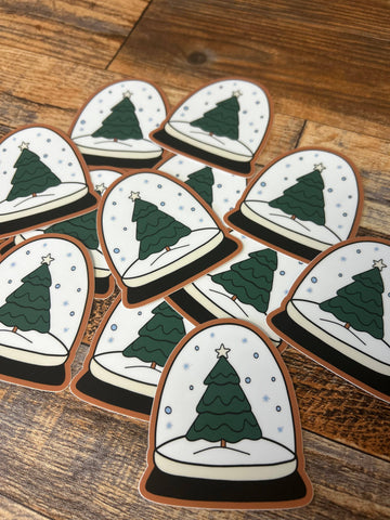 Tree snow globe sticker