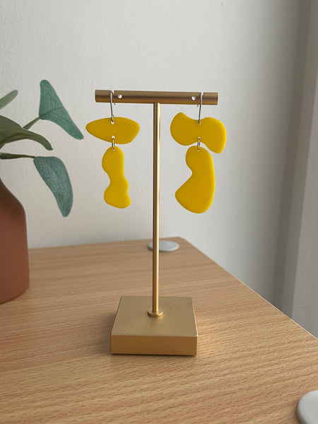 Unique Lightweight Mismatched Yellow Acrylic Fun Earrings