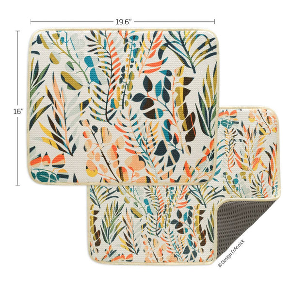 Colorful Leaves Microfiber Dish Drying Mats, Eco Friendly