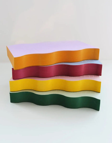 Wavy Shaped Notepad | Blue + Cranberry Edge