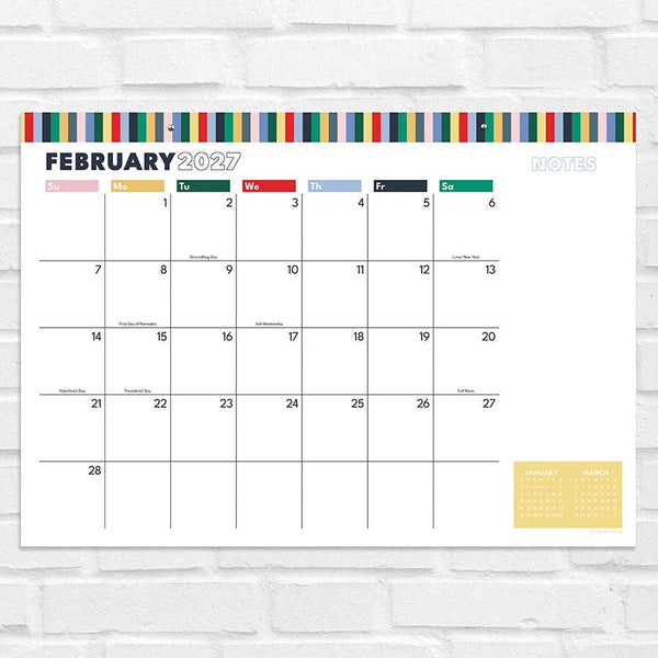 2027 Long Weekend Medium Desk Pad Monthly Blotter Calendar