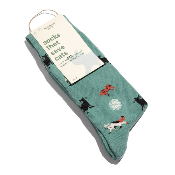 Socks that Save Cats (Teal Cats): Small