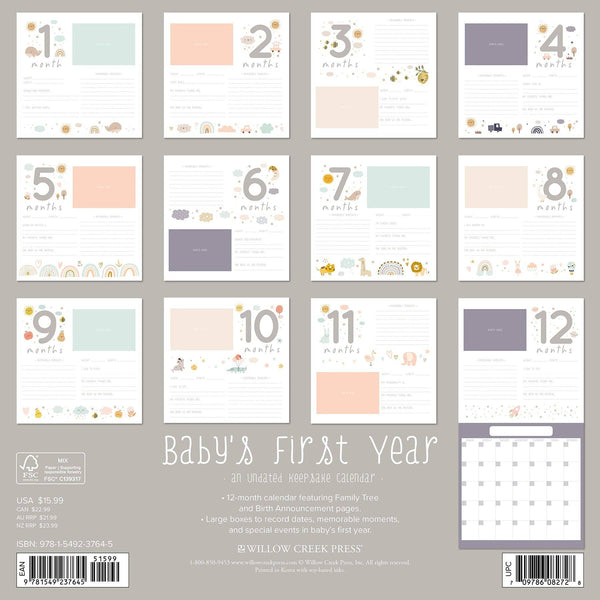 Baby's First Year Undated Keepsake Wall Calendar