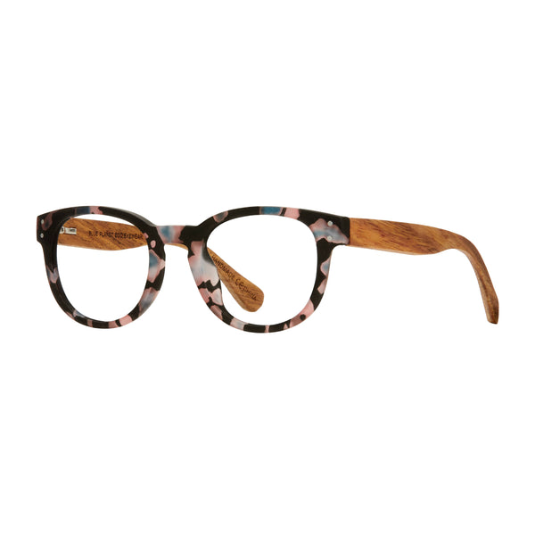 Astrid- Matte Rose Tortoise / Walnut Wood + Blue Light Lens: 2.25