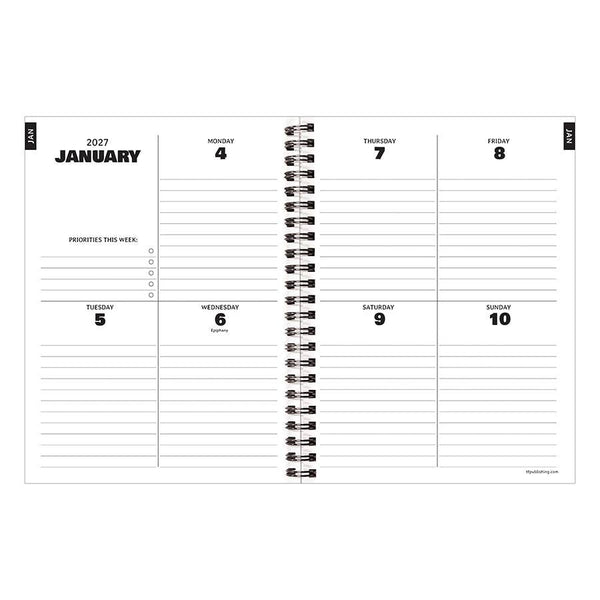 2027 Black Medium Weekly Monthly Planner