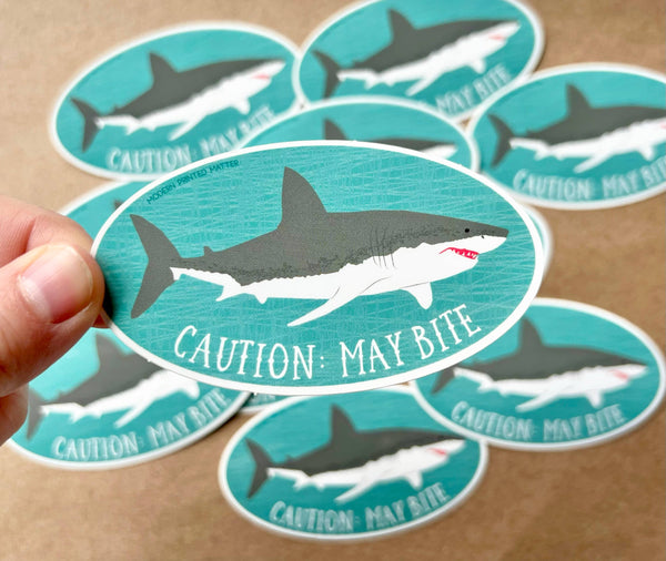 Caution May Bite Sticker