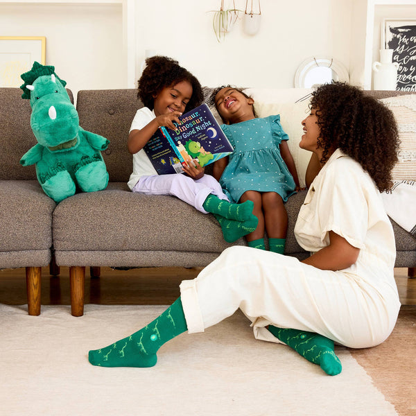 Kids Socks that Give Books | Green Dinosaurs: Toddler