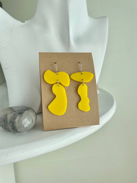 Unique Lightweight Mismatched Yellow Acrylic Fun Earrings