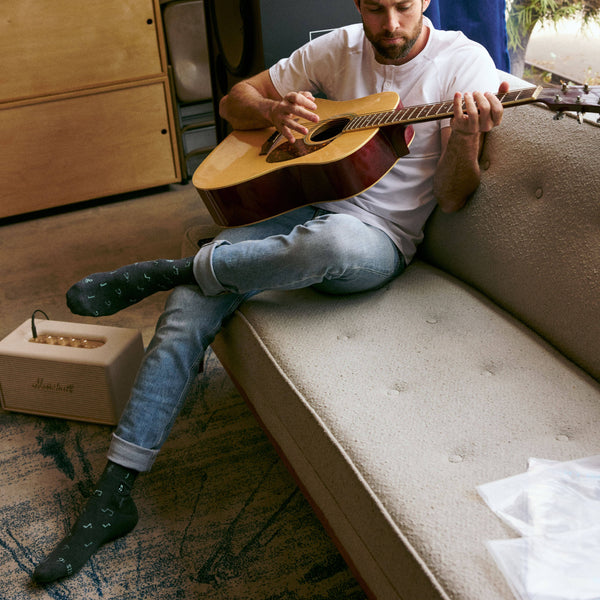 Socks that Support Music (Gray Music Notes): Small