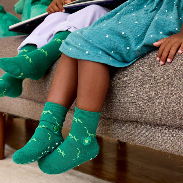 Kids Socks that Give Books | Green Dinosaurs: Toddler