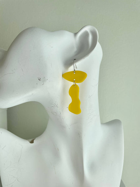 Unique Lightweight Mismatched Yellow Acrylic Fun Earrings