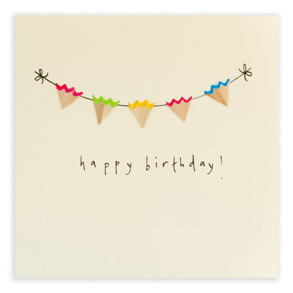 Birthday Bunting Card– Handfinished UK Real Pencil Shavings