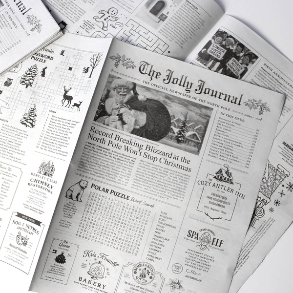4pk Christmas Newspaper Gift Wrap Sheets - The Jolly Journal