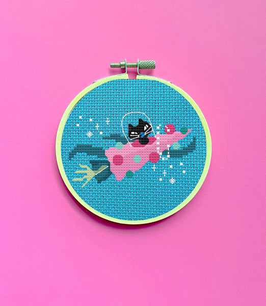 Rocket Kitty by Fluff Counted Cross Stitch Kit