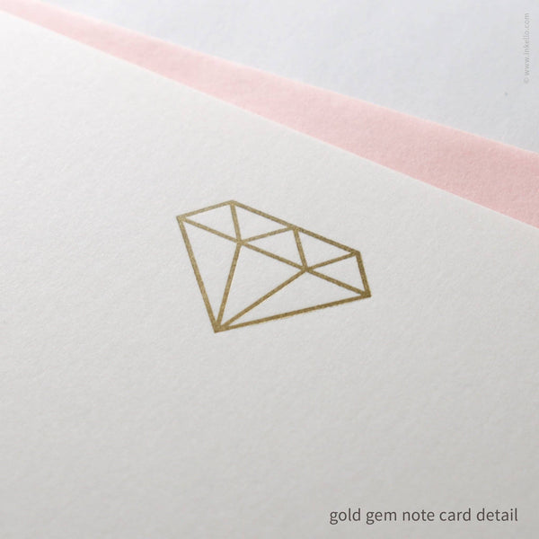 Flat Note Card Set with Gold Gem (#502)