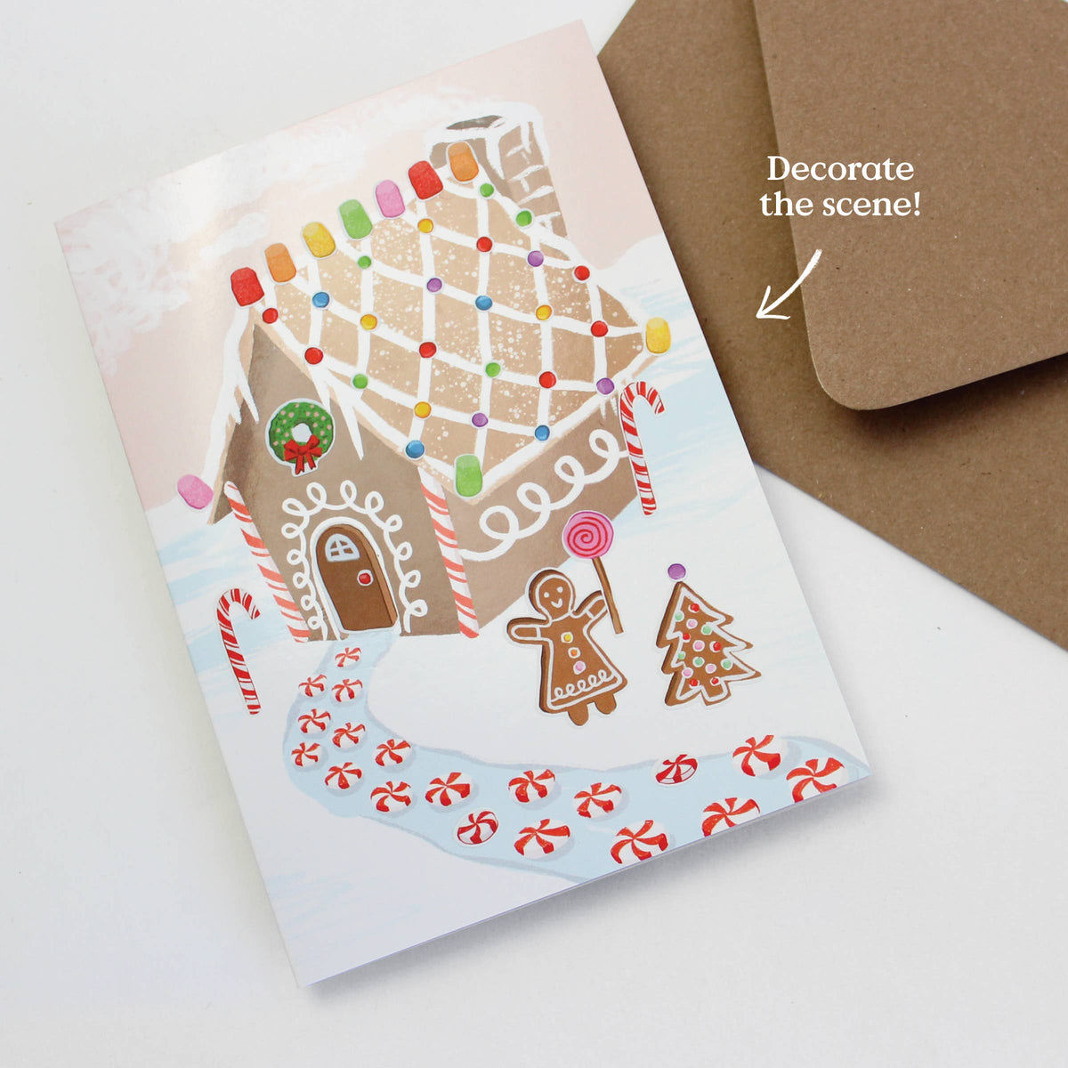 Gingerbread Note Design Sticker Scene Card - Gingerbread House – RSVPNotes.com
