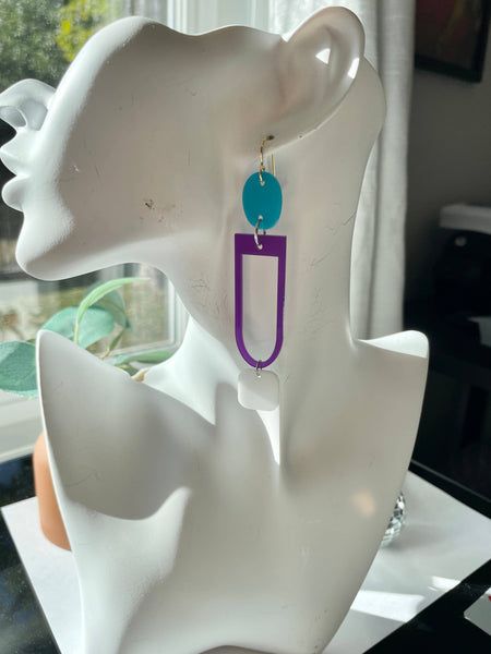Color Block Mismatched Statement Lightweight Dangle Earrings