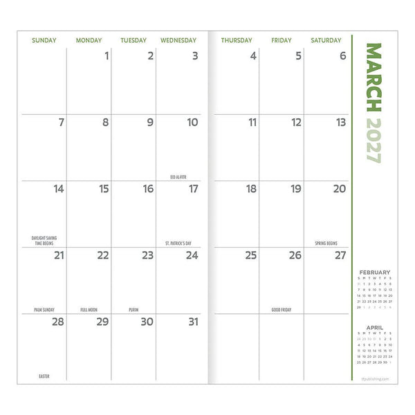2027-2028 Blue Toile Small Monthly Pocket Planner