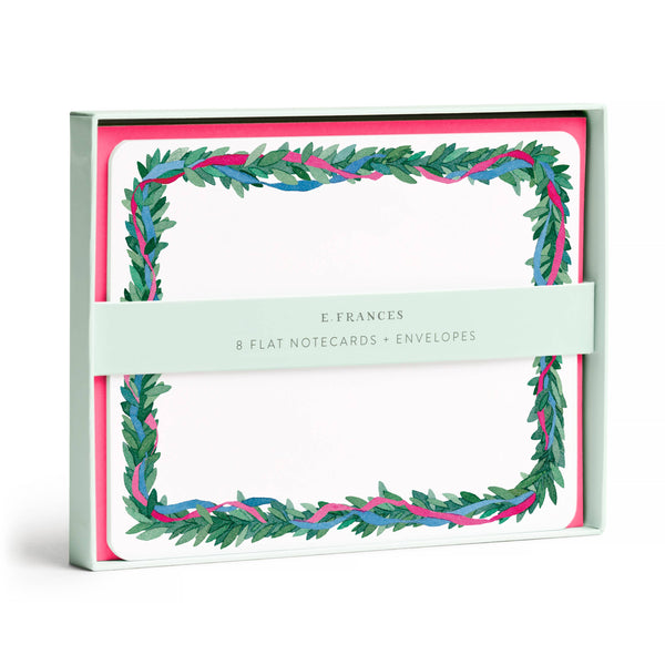 Colorful Wreath Flat Notecard Set, 8 Cards & Envelopes